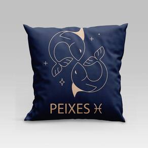 Almofada Avulsa Cheia Estampada Signos do Zodíaco em Veludo Suede 45cm x 45cm com Refil Silicone - Decoração Astrologia