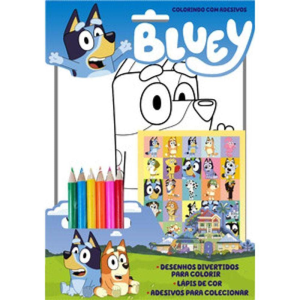 Bluey Colorindo Com Adesivos