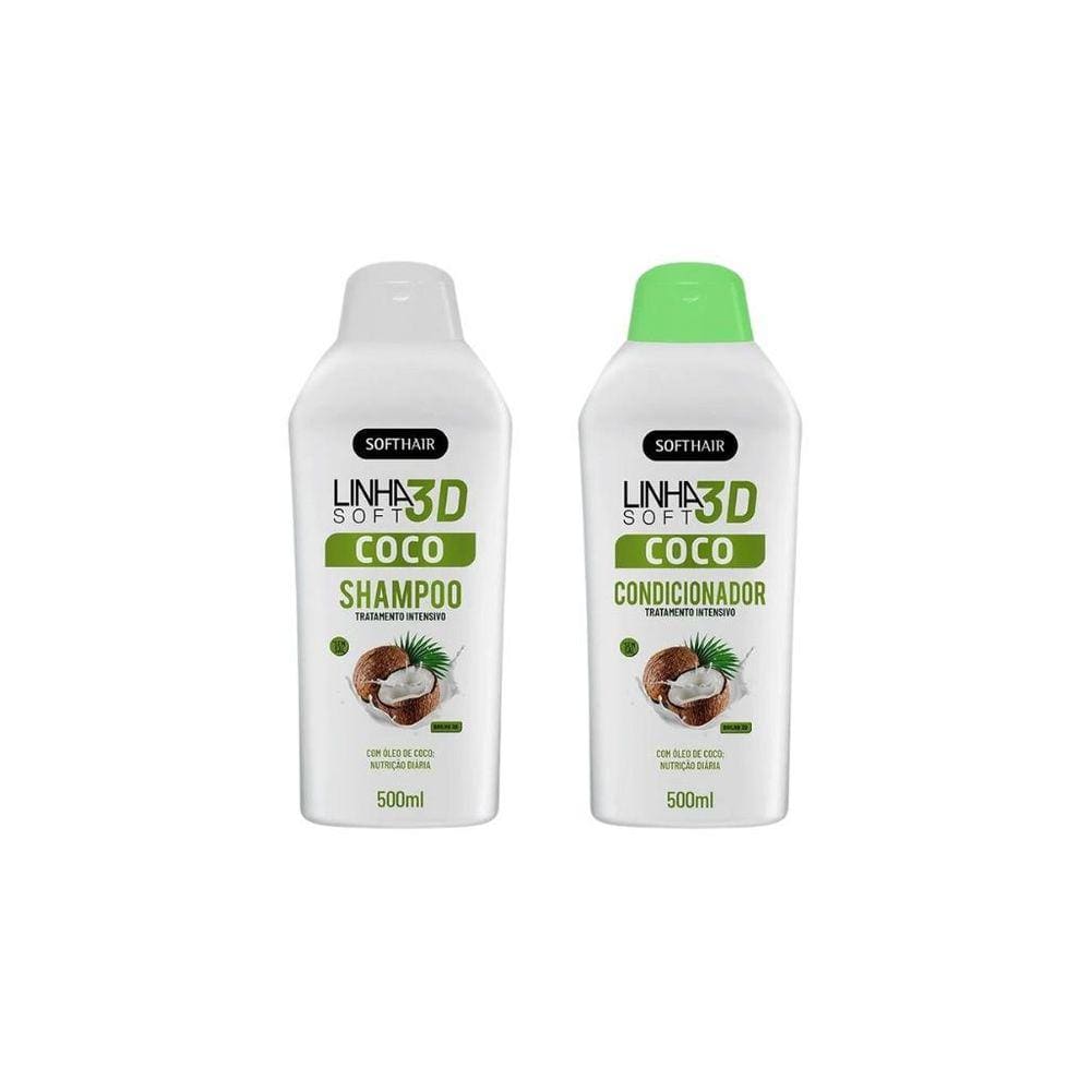 Kit Shampoo+Condicionador Soft Hair 500Ml Coco Brilho 3D