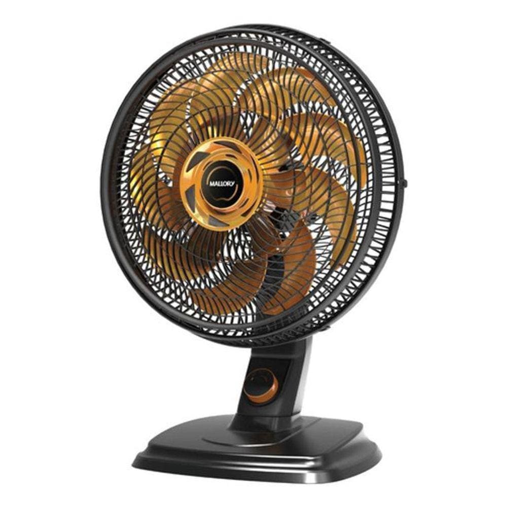 Ventilador De Mesa Mallory Egeo Preto Dourado 68Cm 140W 110V