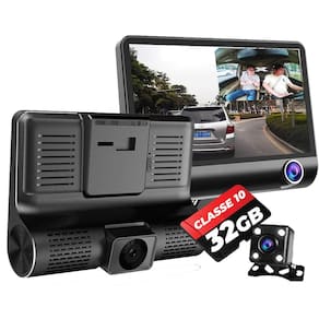 Kit 3 Cameras Veicular Interna Frontal Ré Filmadora Automotiva Dashcam B28 Full Dd Carro + Cartão 32GB