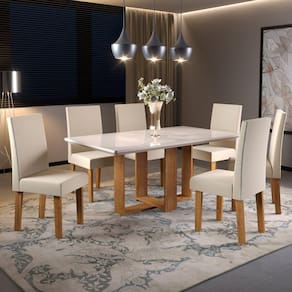 Conjunto Sala de Jantar com Cadeiras Vênus Billion Viero Mel/Bege/Off White