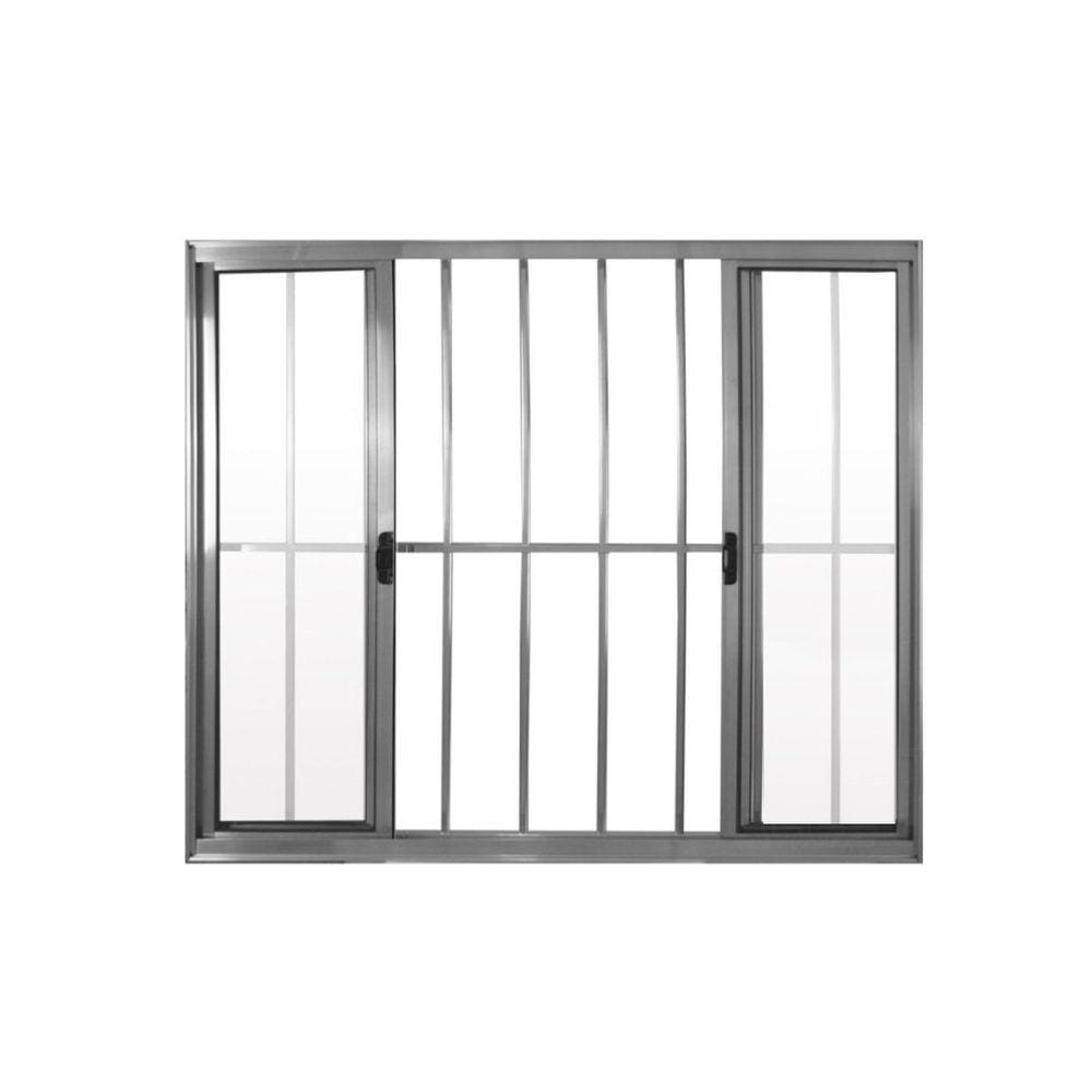 Janela de Alumínio de Correr 100x100cm 4 Folhas Grade Hale Esquadrias Brilhante