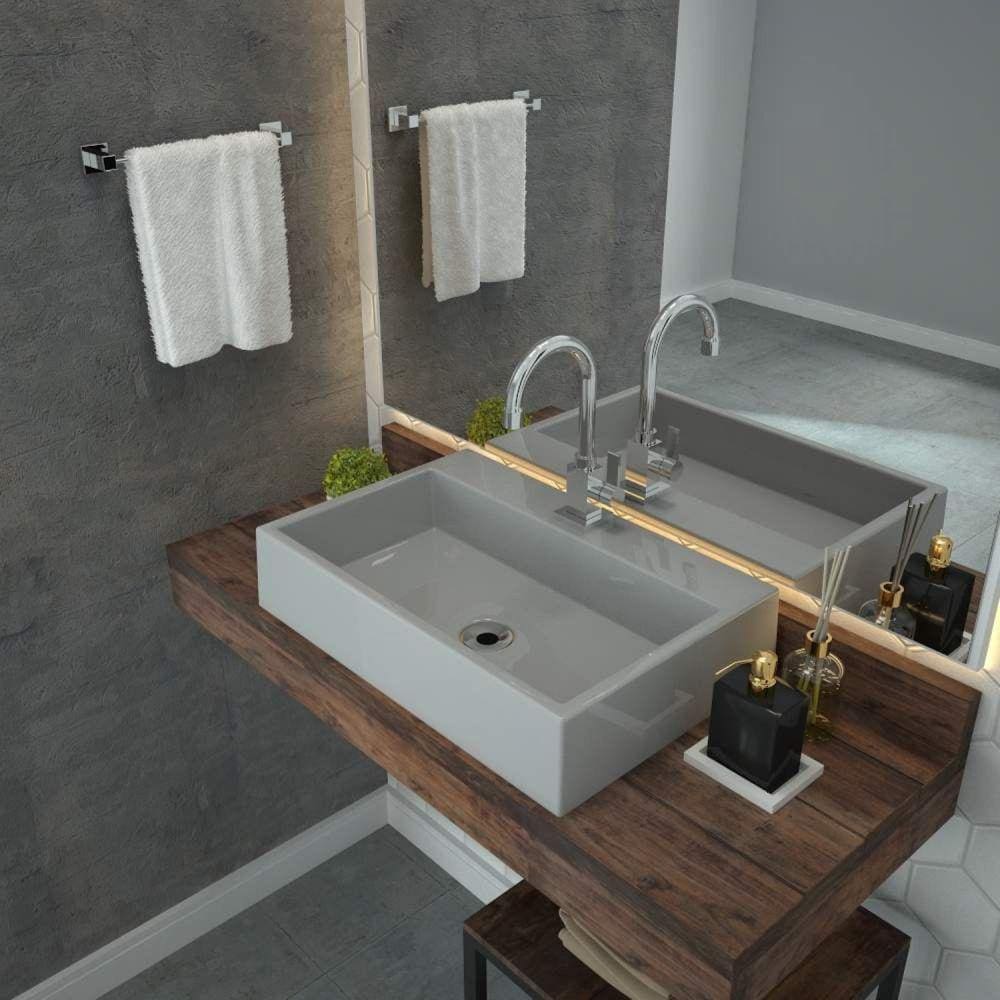 Cuba para Banheiro RT55W Retangular Florenza Compace Cinza