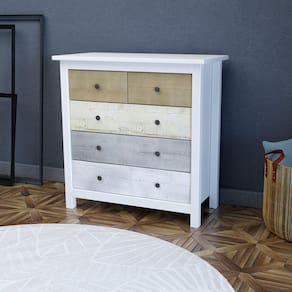 Cômoda 5 Gavetas Primavera Parpinelli Branco/Demolição Colorido