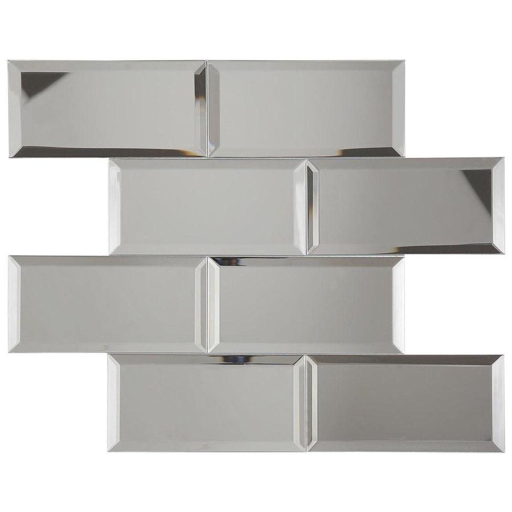 Pastilha Vidro Refletivo 37,6x30,5cm Mirror Brick Glass Mosaic Prata