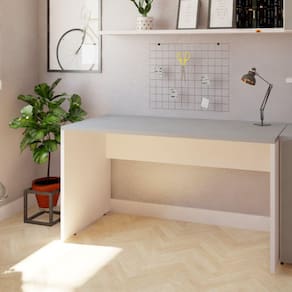 Mesa para Escritório 160cmx60cm 25mm Bramov Móveis Branca/Cinza Cristal