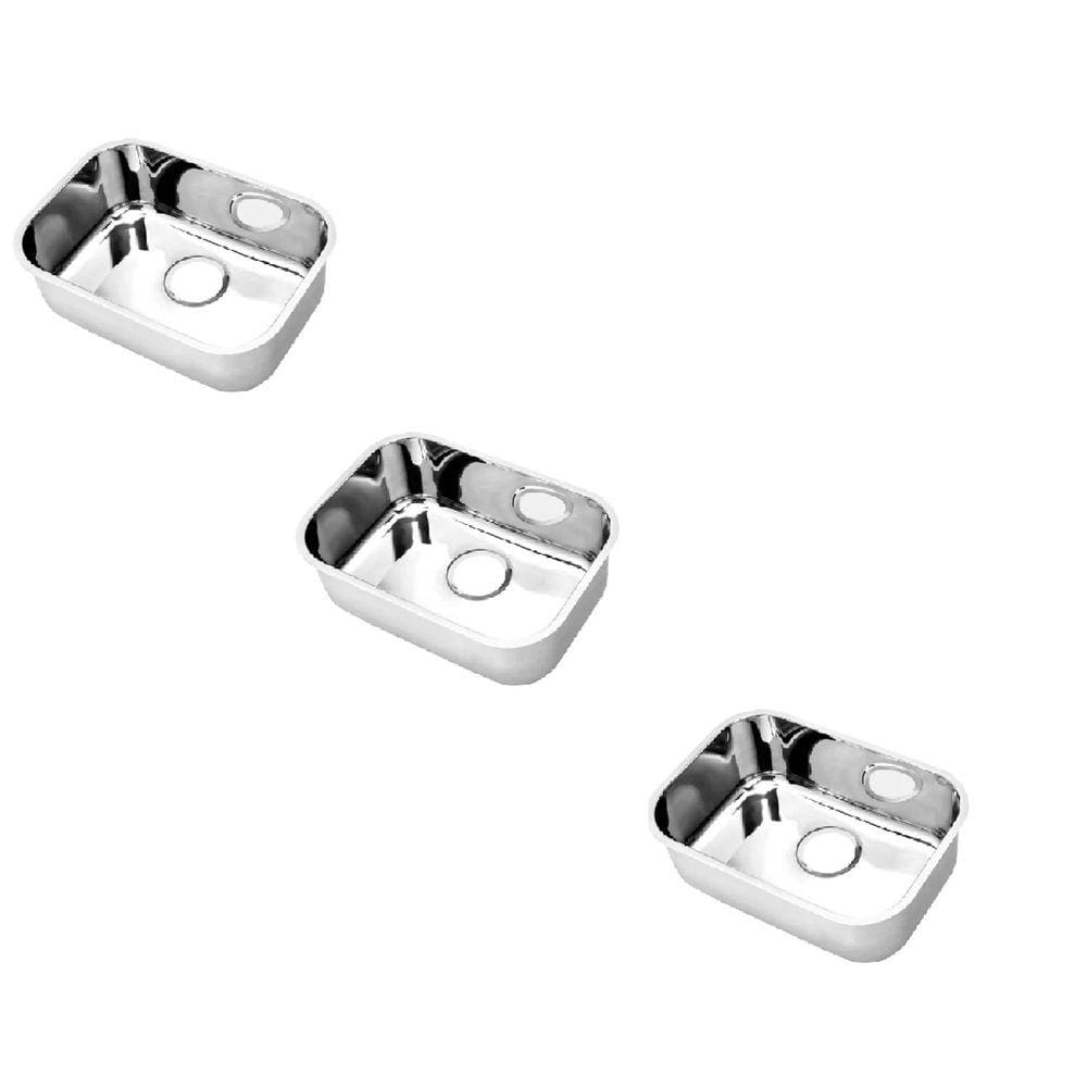 Cuba Inox de Embutir 47x32x18 Alto Brilho Invicta - 3 Peças na Embalagem - caixa com 3 Unidade - Inox