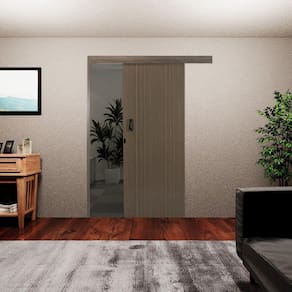Porta de Correr Madeira 215x70cm Sobrepor Reversível Melamínico MGM Carvalho Quebec