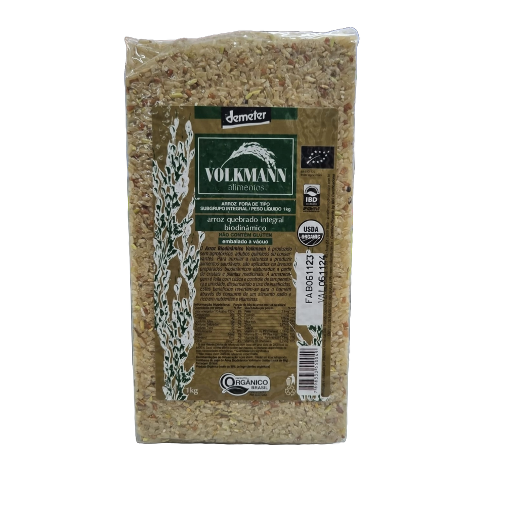 Arroz Quebrado Integral Orgânico Biodinâmico Demeter Volkmann 1kg