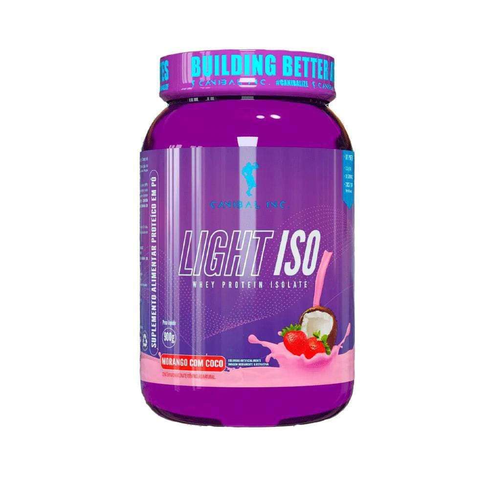 Whey Protein Isolado Light Iso 900G Morango Com Coco Canibal Inc