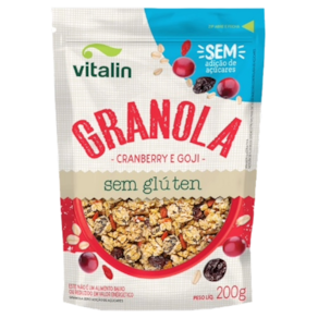 Granola Cranberry e Goji Zero Açúcar Sem Glúten Vitalin 200g