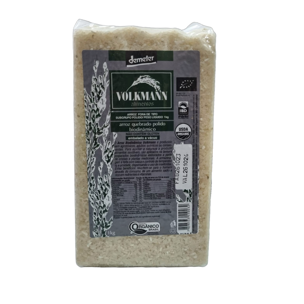 Kit 2X: Arroz Quebrado Polido Orgânico Biodinâmico Demeter Volkmann 1kg