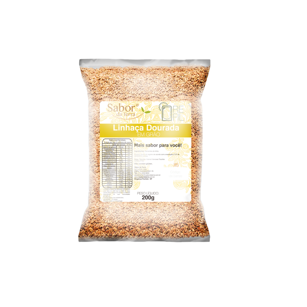 Kit 3X: Semente de Linhaça Dourada Sabor da Terra 200g