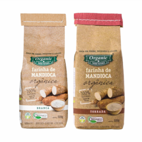 Kit 2 Farinha de Mandioca Organic 500g: Branca, Torrada