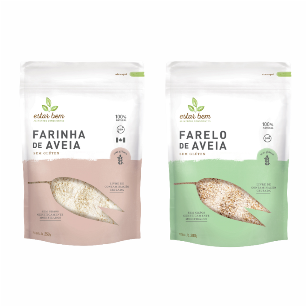 Kit 2 Aveia Estar Bem: Farinha de Aveia, Farelo de Aveia