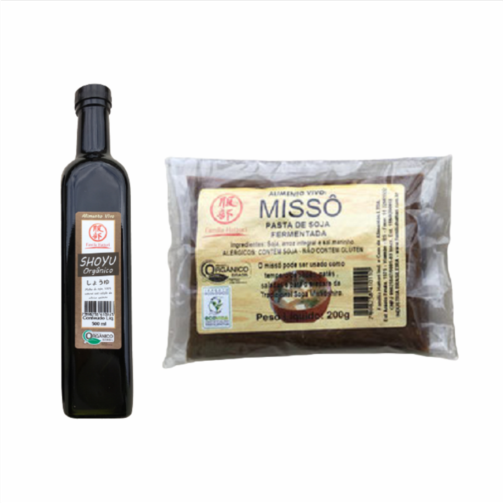 Kit Molho Shoyu 500ml e Missô 200g Orgânico Família Hattori