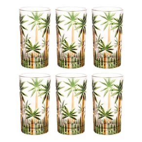 Conjunto 6 Copos Altos Cristal Palm Tree 360ml Wolff