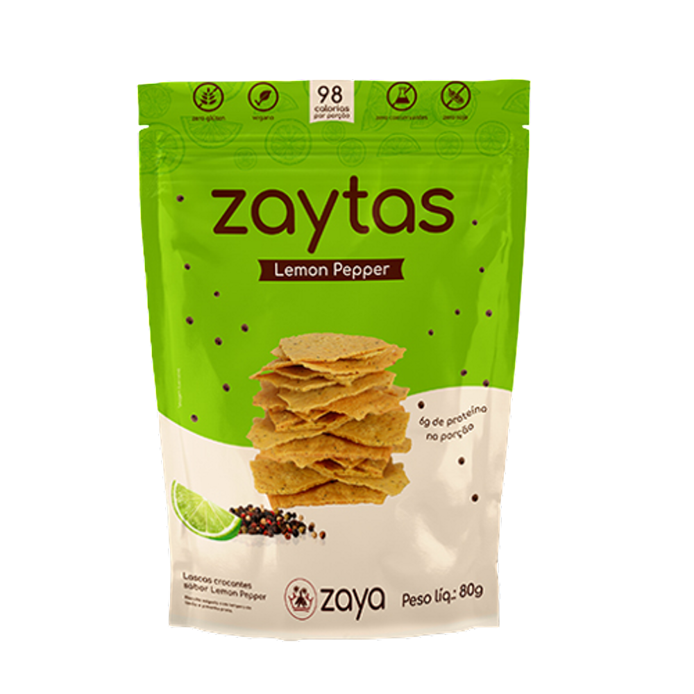 Kit 6X: Biscoito Zaytas Lemon Pepper Sem Glúten Zaya 80g