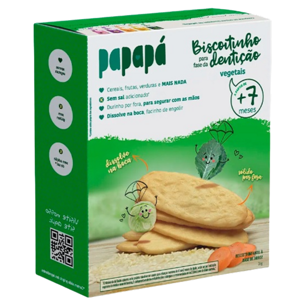Kit 6X: Biscoitinho para Fase de Dentição Vegetais Papapá 36g
