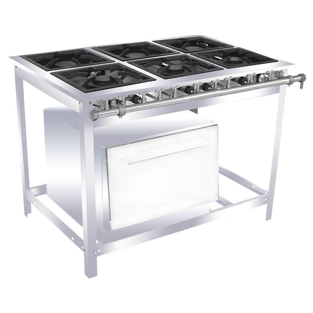 Fogão 6 Bocas Venâncio Industrial Baixa Pressão C/ Forno Inox - Ei6d3f