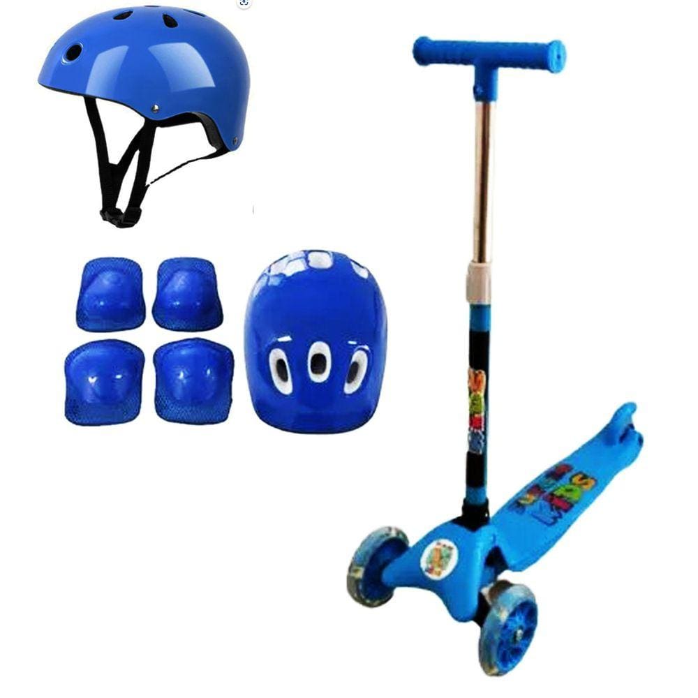 Kit Patinete Infantil Com Leds e Equipamentos de Proteção