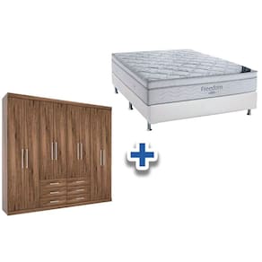 Cama Box Casal + Colchão Freedom Ortobom + Guarda Roupa Master 8.6 Demolição