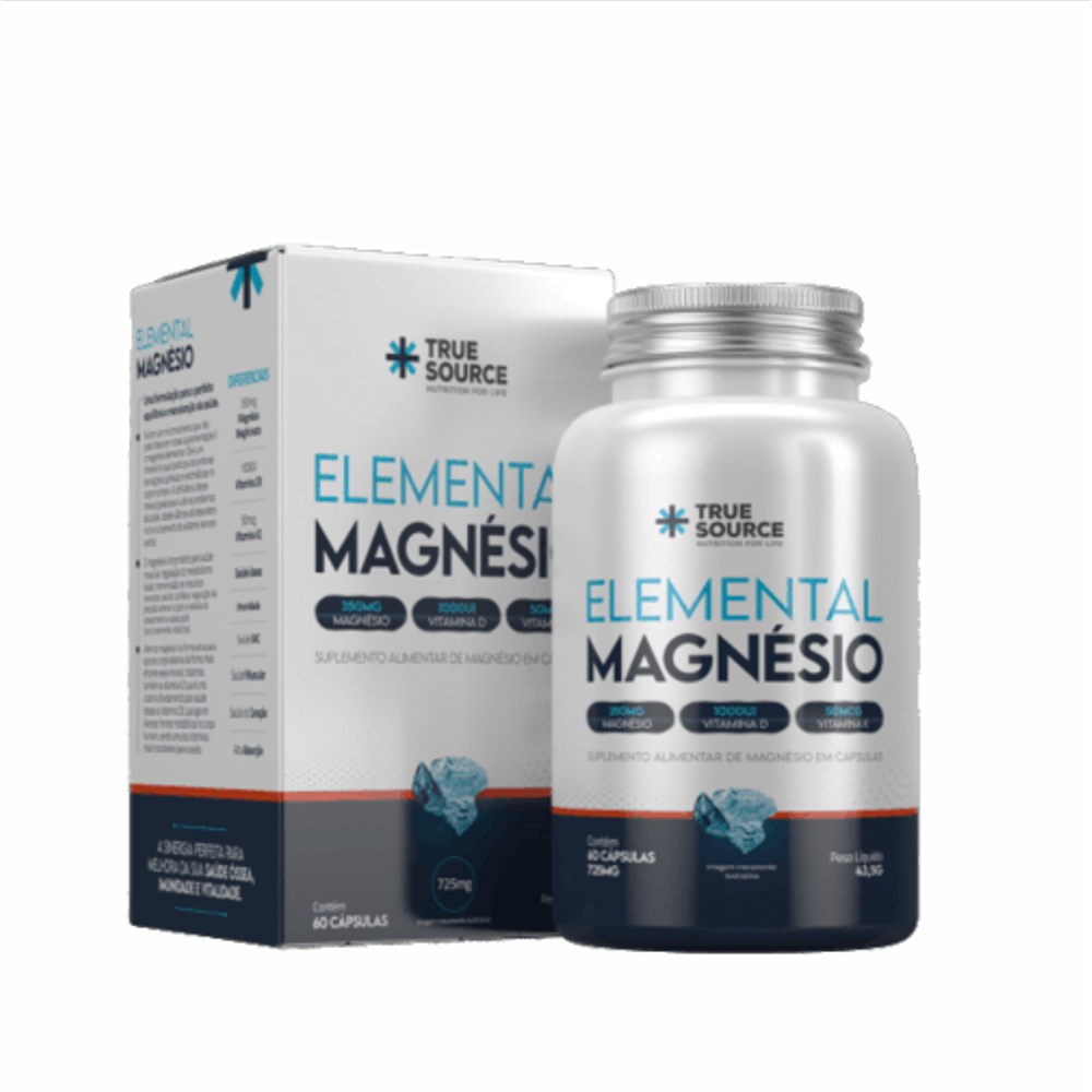 Kit 2X: Elemental Magnésio 725mg True Source 60 Cápsulas