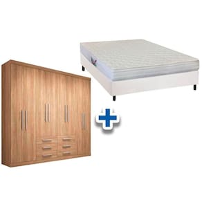 Cama Box Casal + Colchão Frontier Herval + Guarda Roupa Master 8.6 Atacama
