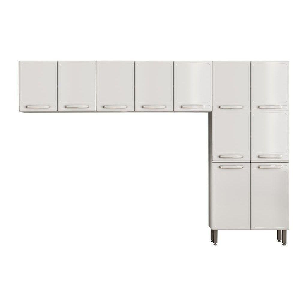 Kit de Cozinha Completa 3 Peças Evidence (2 Armários + 1 Paneleiro) CPT59 Branco - Bertolini