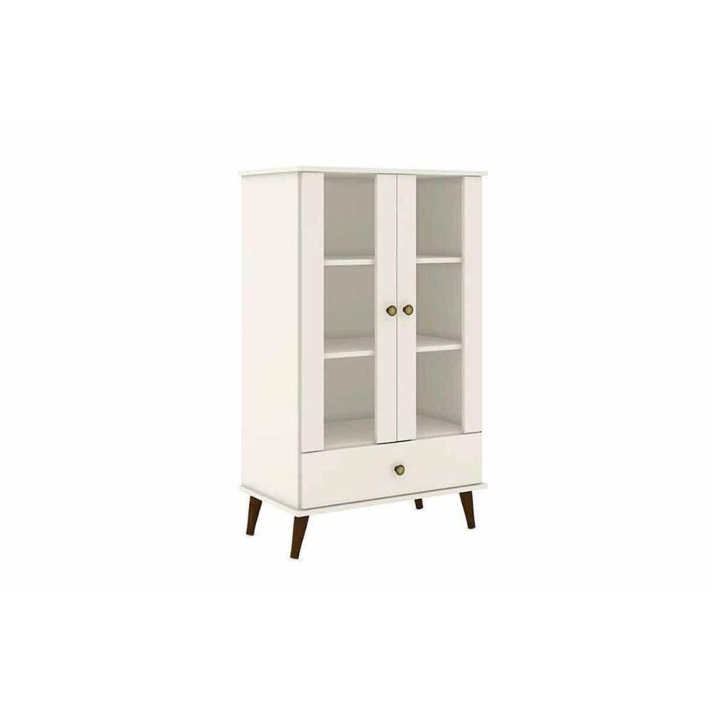 Cristaleira Sala Jantar RT3107 c/ 2 Portas e 1 Gaveta Off White - Movelbento