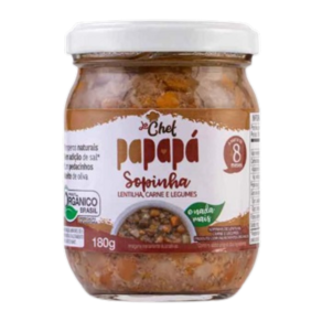 Kit 3X: Sopinha em pedaços Lentilha, Carne e Legumes Orgânica Papapá 180g