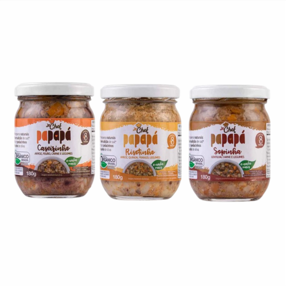 Kit 3 Comidinhas Orgânicas Papapá: Risotinho, Sopinha, Comidinha