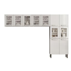 Kit de Cozinha Completa 3 Peças Evidence (2 Armários + 1 Paneleiro) CPT62 Branco - Bertolini