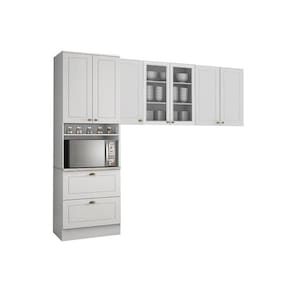 Cozinha Modulada Henn Americana  3 Peças (2 Armários + 1 Paneleiro) CPT12 Branco