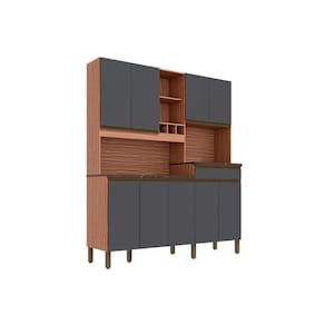 Cozinha Compacta Merlot Perfil c/ 9 Portas e 1 Gaveta Sevilha/Cinza - Ronipa