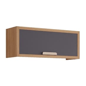 Armário de Geladeira p/ Cozinha Eloise Geladeira c/1 Porta Basculante Riscada 80 cm Freijo/Titanium - MGM
