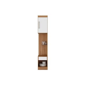Módulo de Quarto Casal Armário Mesa Cabeceira Módena 71100 c/ 1 Porta e 1 Gaveta Amendola/Branco - Demóbile