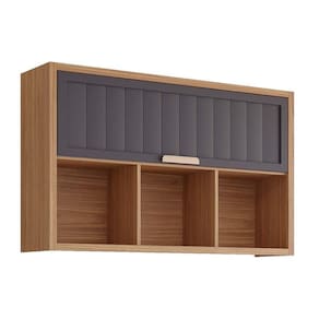 Módulo Cozinha MGM Estela Armário c/3Nichos e 1 Porta Basculante Ripada 120 cm Freijo/Titanium-MGM