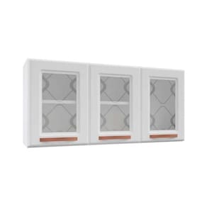 Armário Aéreo p/ Cozinha Mirage New Aço 3 Portas c/Vidro 120cm Branco - Telasul