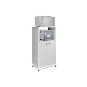 Balcão Multiuso Cozinha AM1010 c/ 2 Portas e Nicho p/ Microondas 56cm Branco - Movelbento