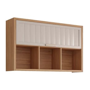 Módulo Cozinha MGM Estela Armário c/3Nichos e 1 Porta Basculante Ripada 120 cm Freijo/Off White-MGM