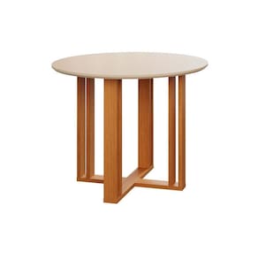 Mesa de Sala Jantar Flora c/Tampo Madeirado Vidro 93cm Nature/Off White - Cimol