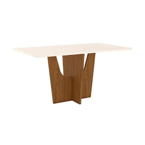 Mesa para Cozinha Vértice SC36 + Tampo Madeirado Reto 160x90cm Nature/Off White - Henn