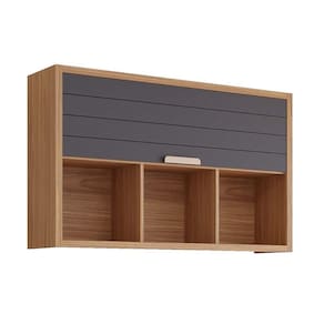Módulo Cozinha MGM Eloise Armário c/3 Nichos e 1 Porta Basculante Riscada 120 cm Freijo/Titanium-MGM