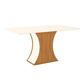 Mesa para Cozinha Luiza SC16 + Tampo Madeirado Reto 160x90cm Nature/Off White - Henn