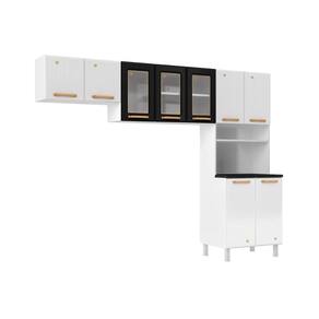 Cozinha Modulada Completa Diamante 3 Peças (2 Armários + 1 Paneleiro) Branco/Preto - Telasul