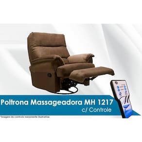Poltrona Reclinável p/ Sala MH 1217 Two Way c/ Massagem Suede Marrom - Herval