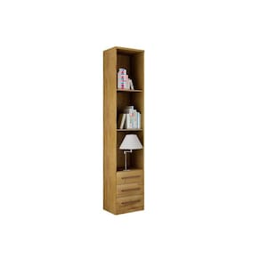 Módulo de Quarto Casal Armário Mesa Cabeceira Gold Bari c/ 3 Gavetas Freijo Cumaru - Novo Horizonte