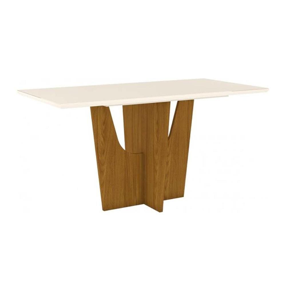 Mesa de Sala Jantar Vértice + Tampo Madeirado 160x80cm Nature/Off White - Henn